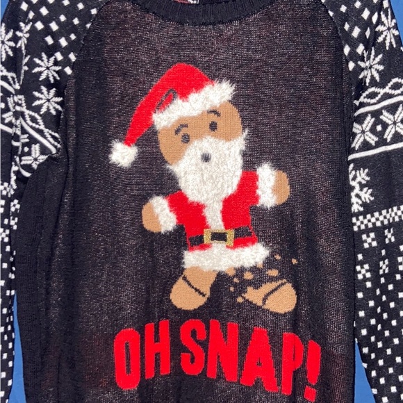 Christmas 🎄 UGLY “OH SNAP!” Gingerbread Santa Sweater Jrs Med - Picture 1 of 4